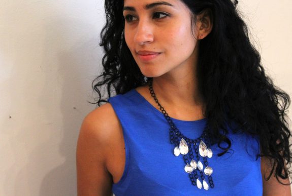 Statement necklace with faux gemstones